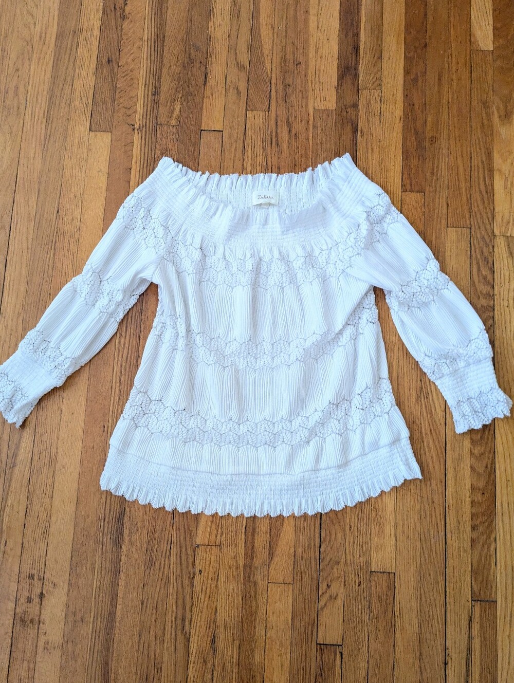 Anthropologie Deletta “Ettie” Off The Shoulder White top Size small